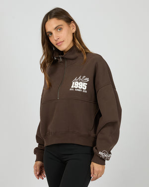 Eve Team 1/4 Zip Top / Brown | All About Eve All About Eve