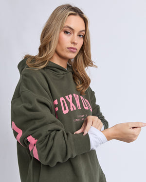 Interval Hoodie / Dark Khaki / Coral | Foxwood Foxwood