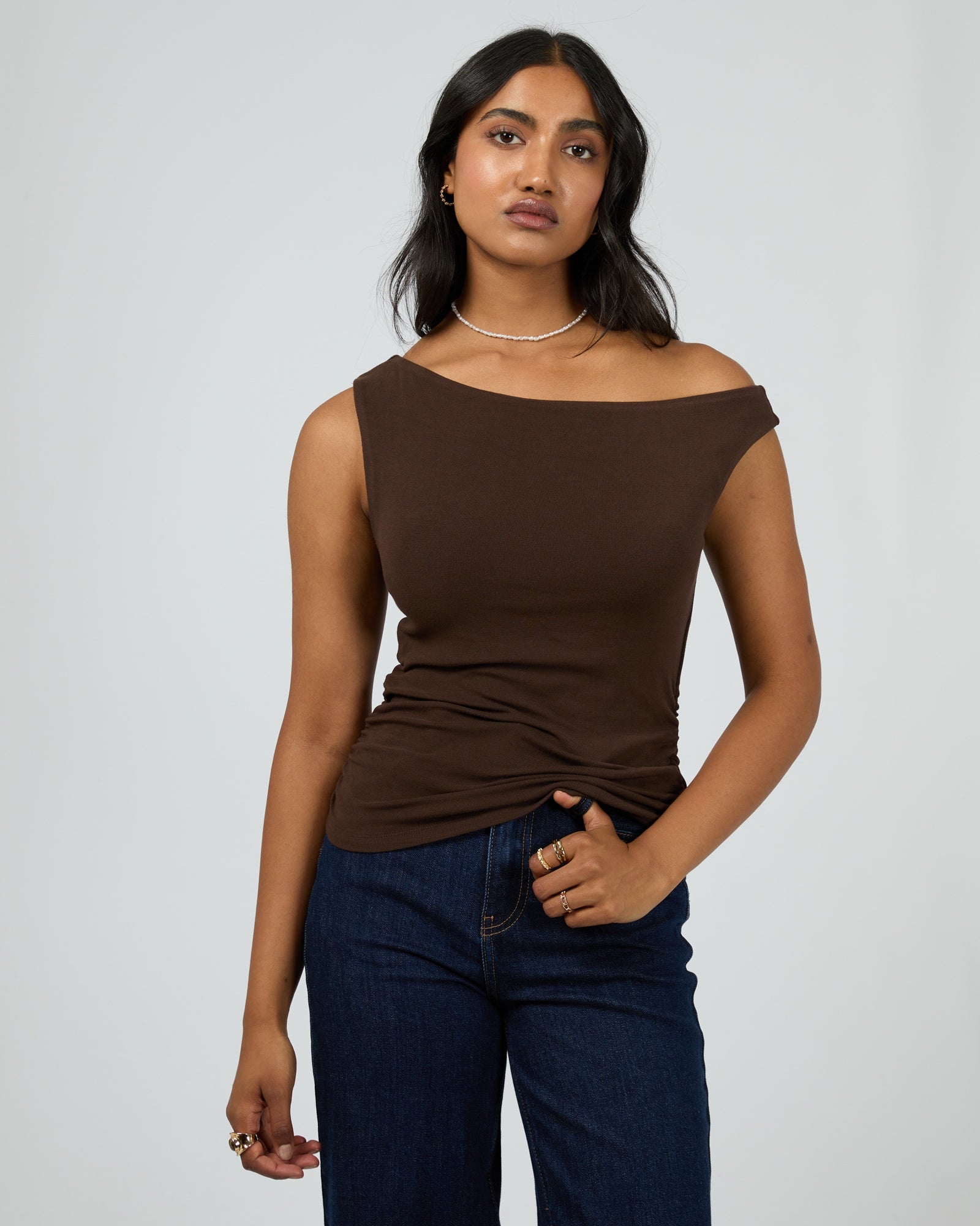 Kylie Off Shoulder Top / Brown | All About Eve All About Eve