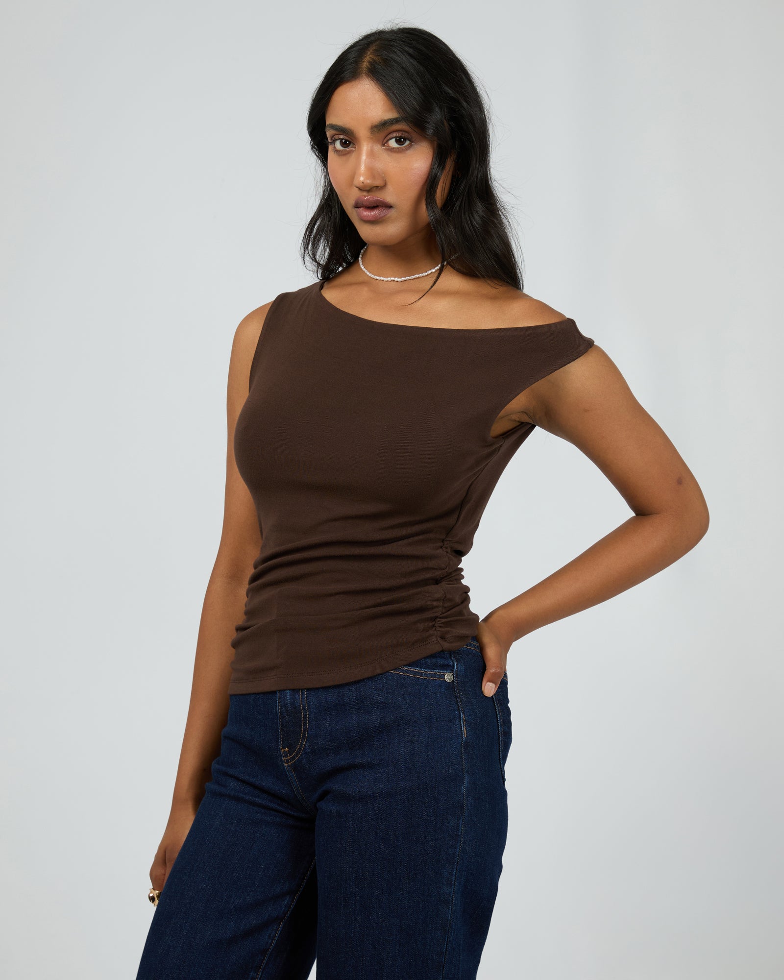 Kylie Off Shoulder Top / Brown | All About Eve All About Eve
