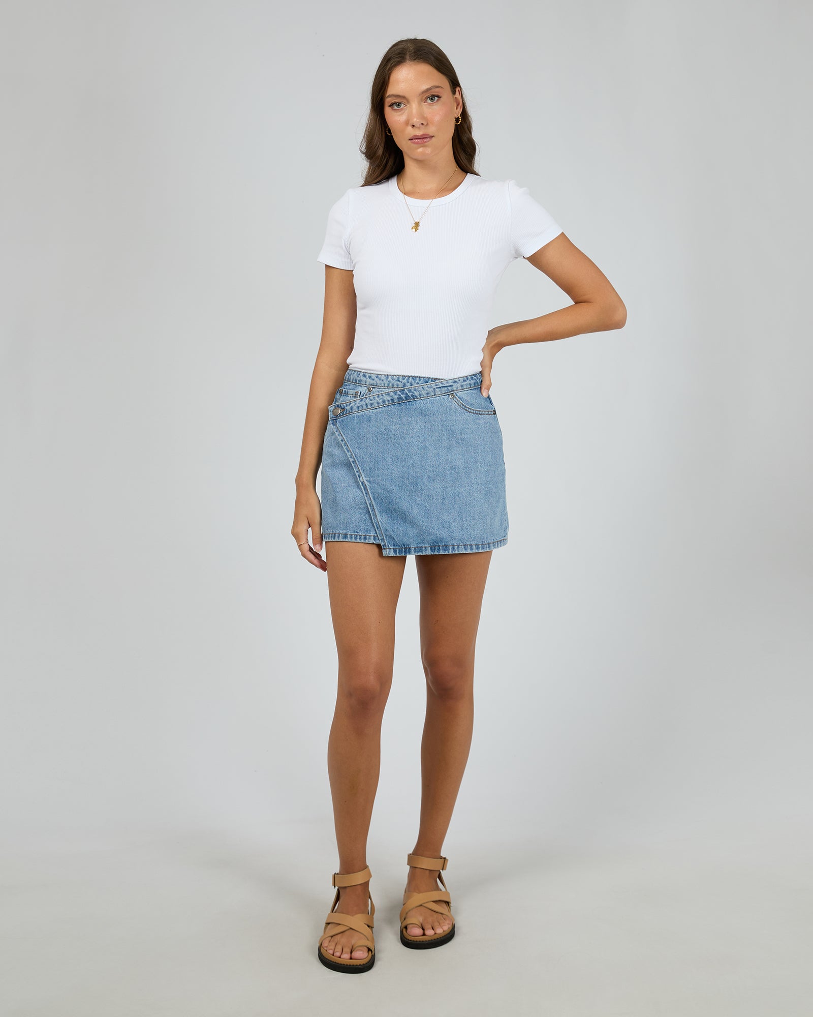 Lenni Mini Skort / Light Blue Denim | All About Eve All About Eve