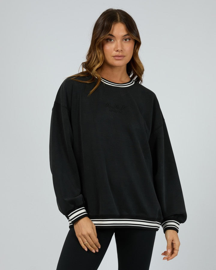 Luxe Active College Crew Sweater / Black | All About Eve All About Eve
