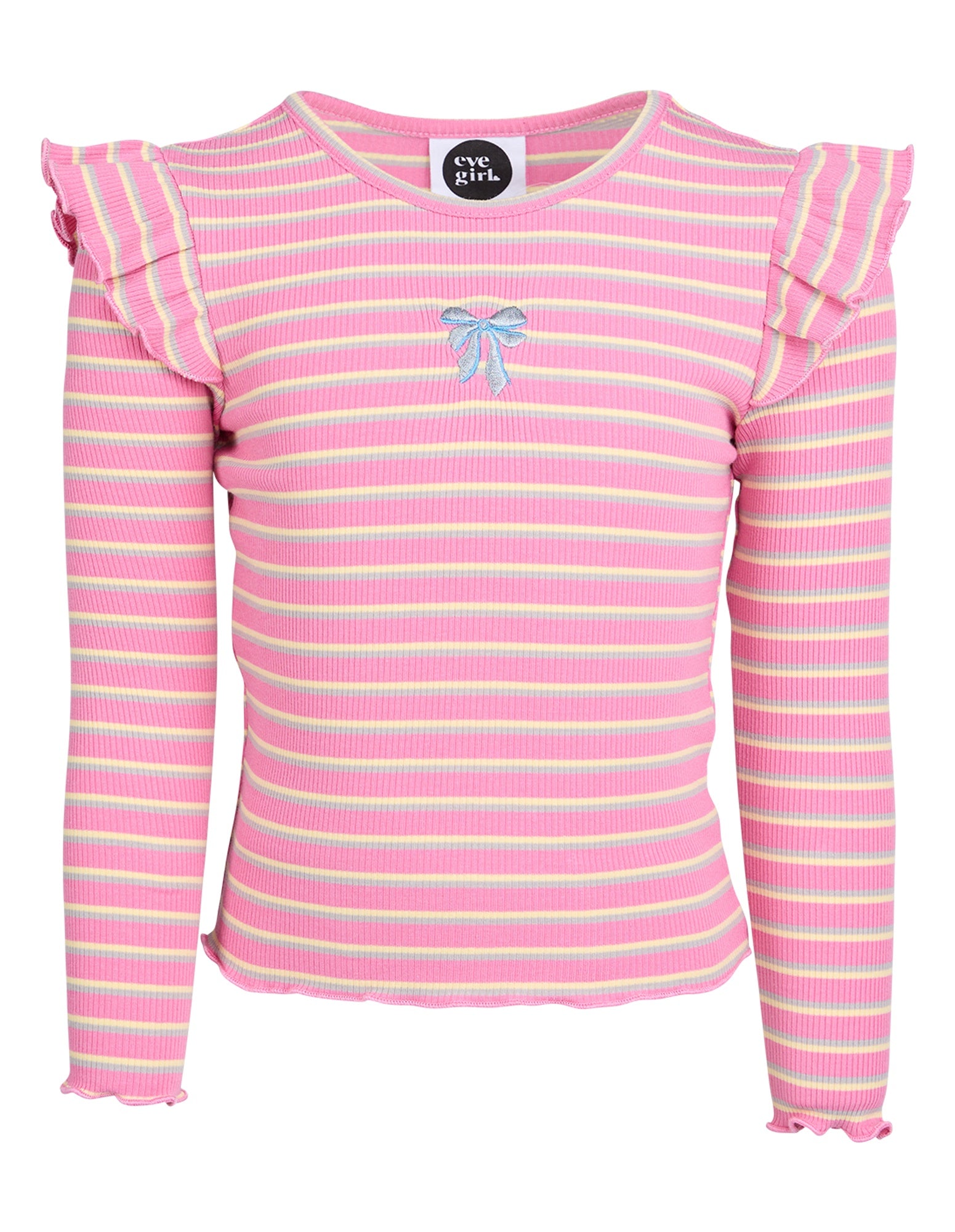 Maya Frill Long Sleeve Rib Top / Pink | Eve Girl Eve Girl