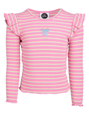 Maya Frill Long Sleeve Rib Top / Pink | Eve Girl Eve Girl