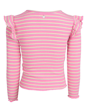 Maya Frill Long Sleeve Rib Top / Pink | Eve Girl Eve Girl