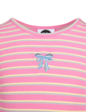 Maya Frill Long Sleeve Rib Top / Pink | Eve Girl Eve Girl