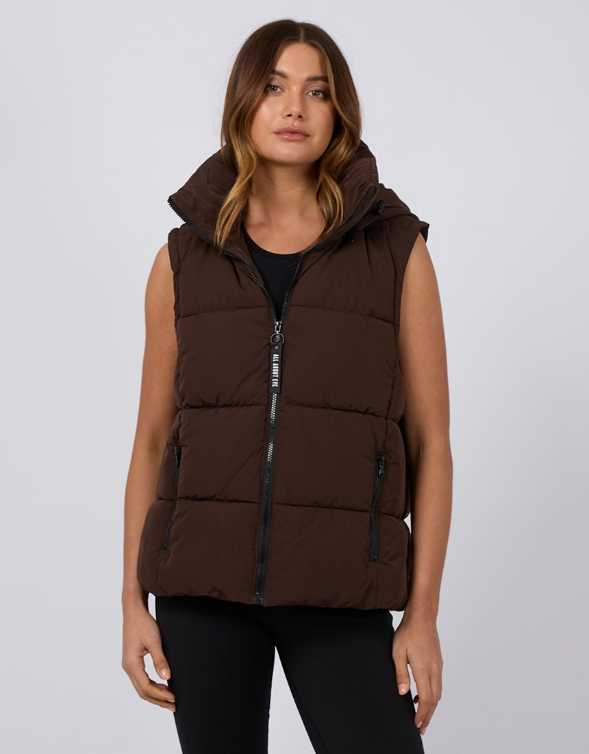 Remi Luxe Puffer Vest - Brown | All About Eve All About Eve