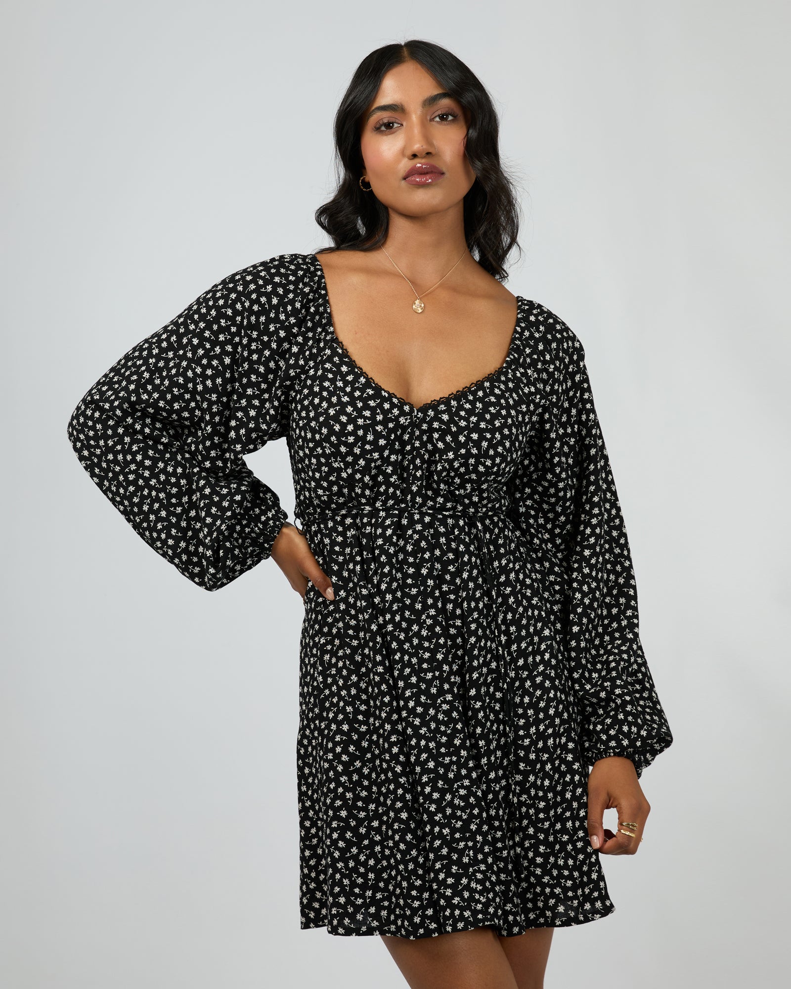 Wren Long Sleeve Mini Dress / Black | All About Eve All About Eve