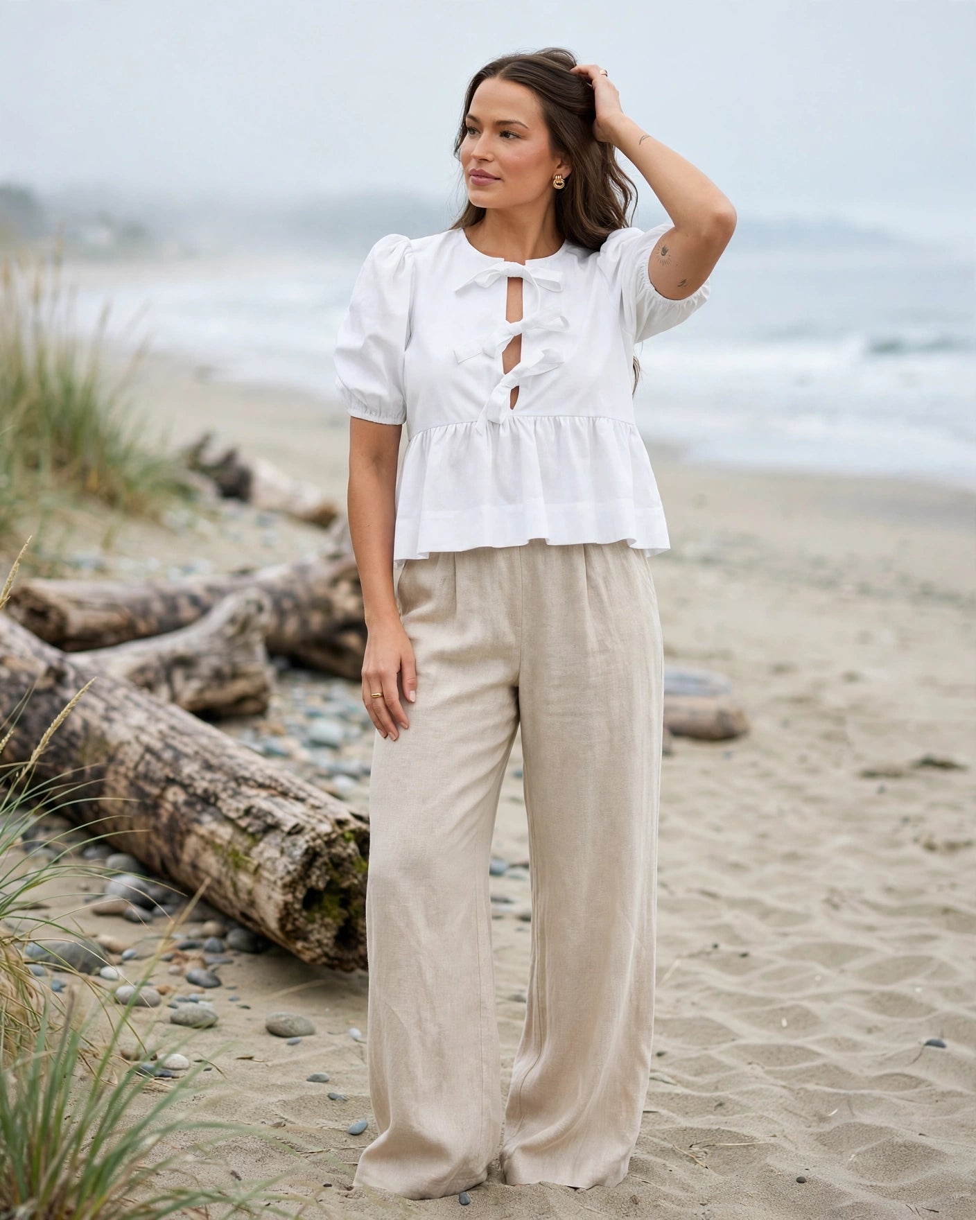 Aftersun Linen Top / White | Silent Theory Silent Theory