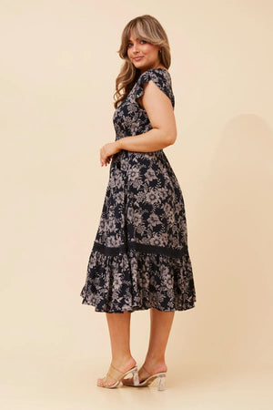 Dusky Midi Dress | Navy Floral Caroline K Morgan