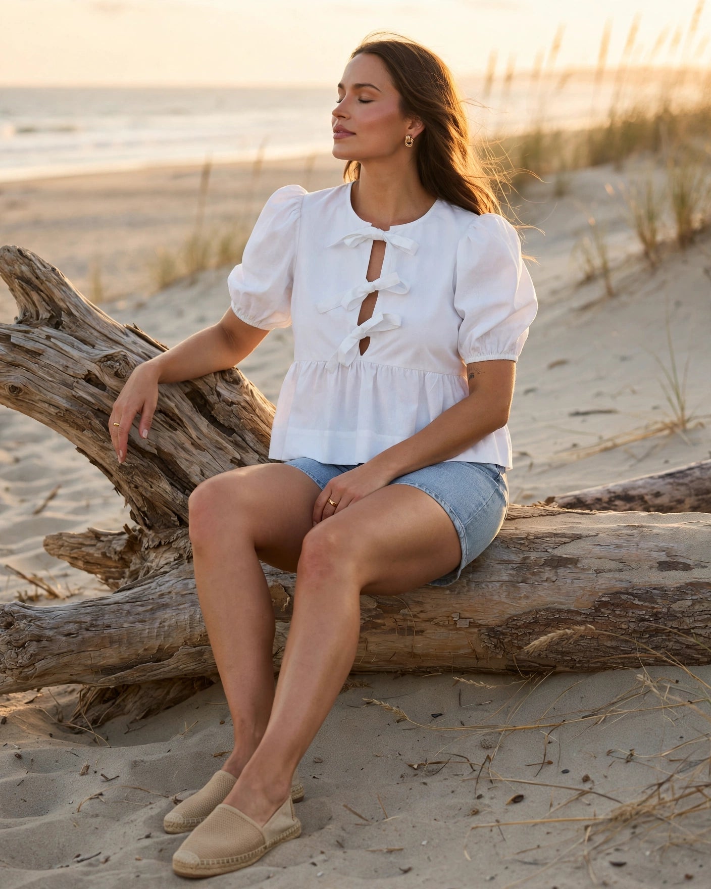 Aftersun Linen Top / White | Silent Theory Silent Theory