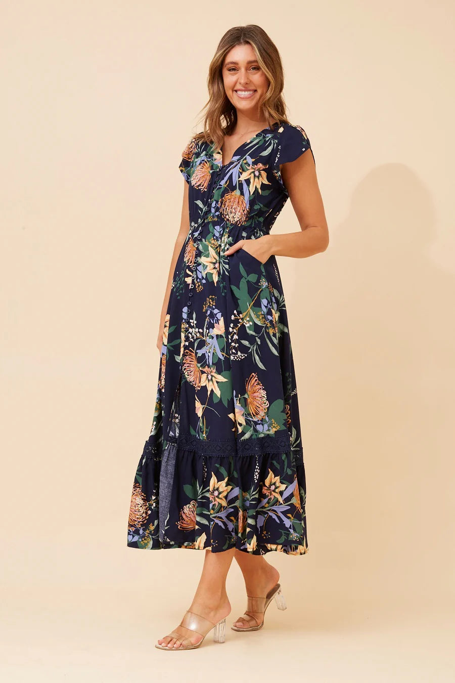 Isla Maxi Dress / Navy Floral Caroline K Morgan