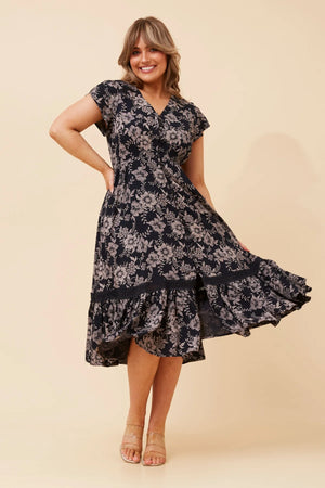 Dusky Midi Dress | Navy Floral Caroline K Morgan