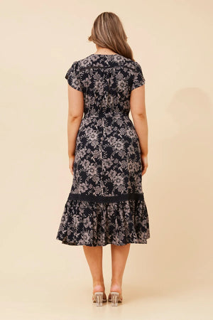 Dusky Midi Dress | Navy Floral Caroline K Morgan