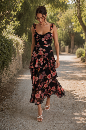 Mystic Blooms Maxi Dress | Navy Floral Not specified