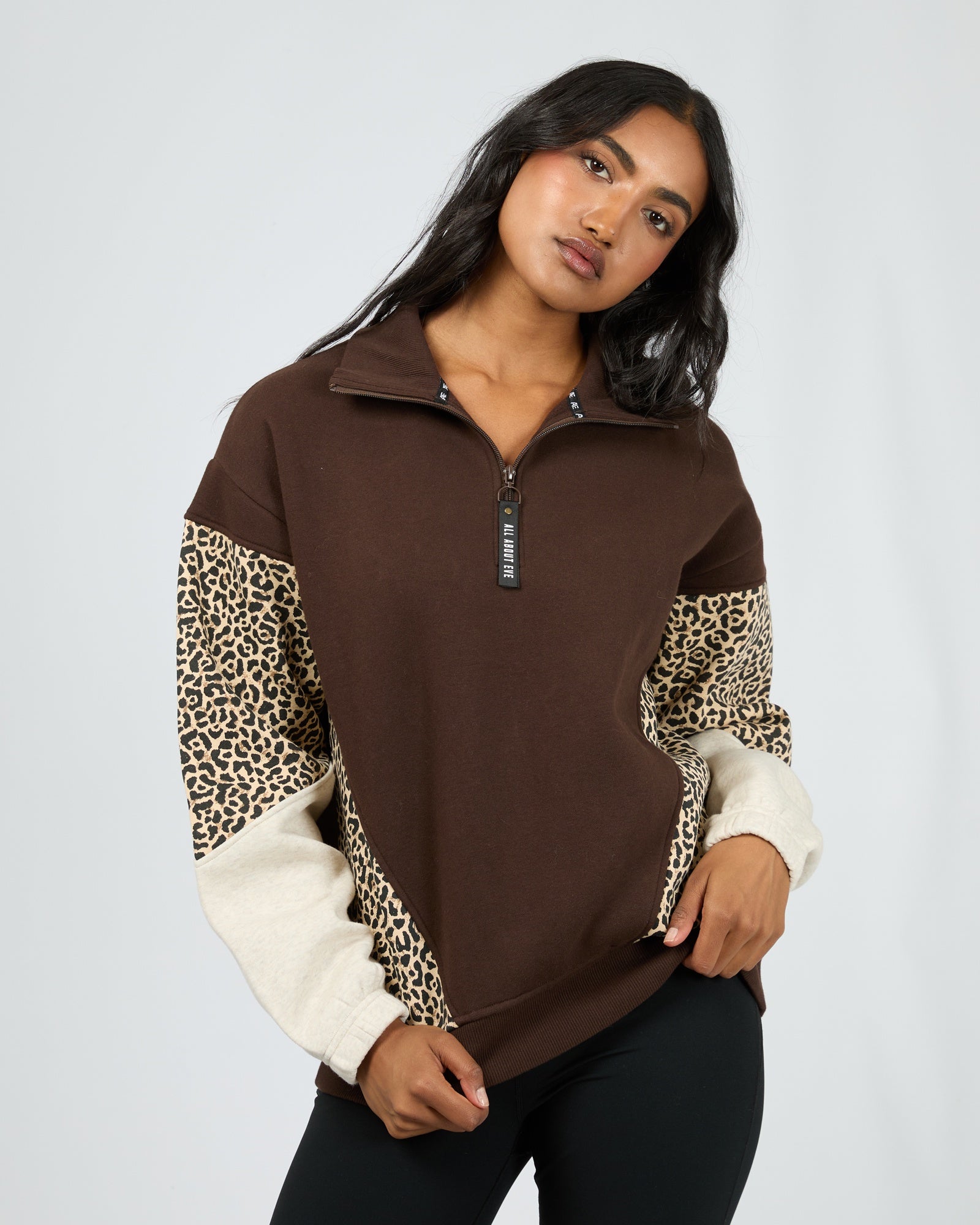 Savannah Panel 1/4 Zip / Brown | All About Eve All About Eve