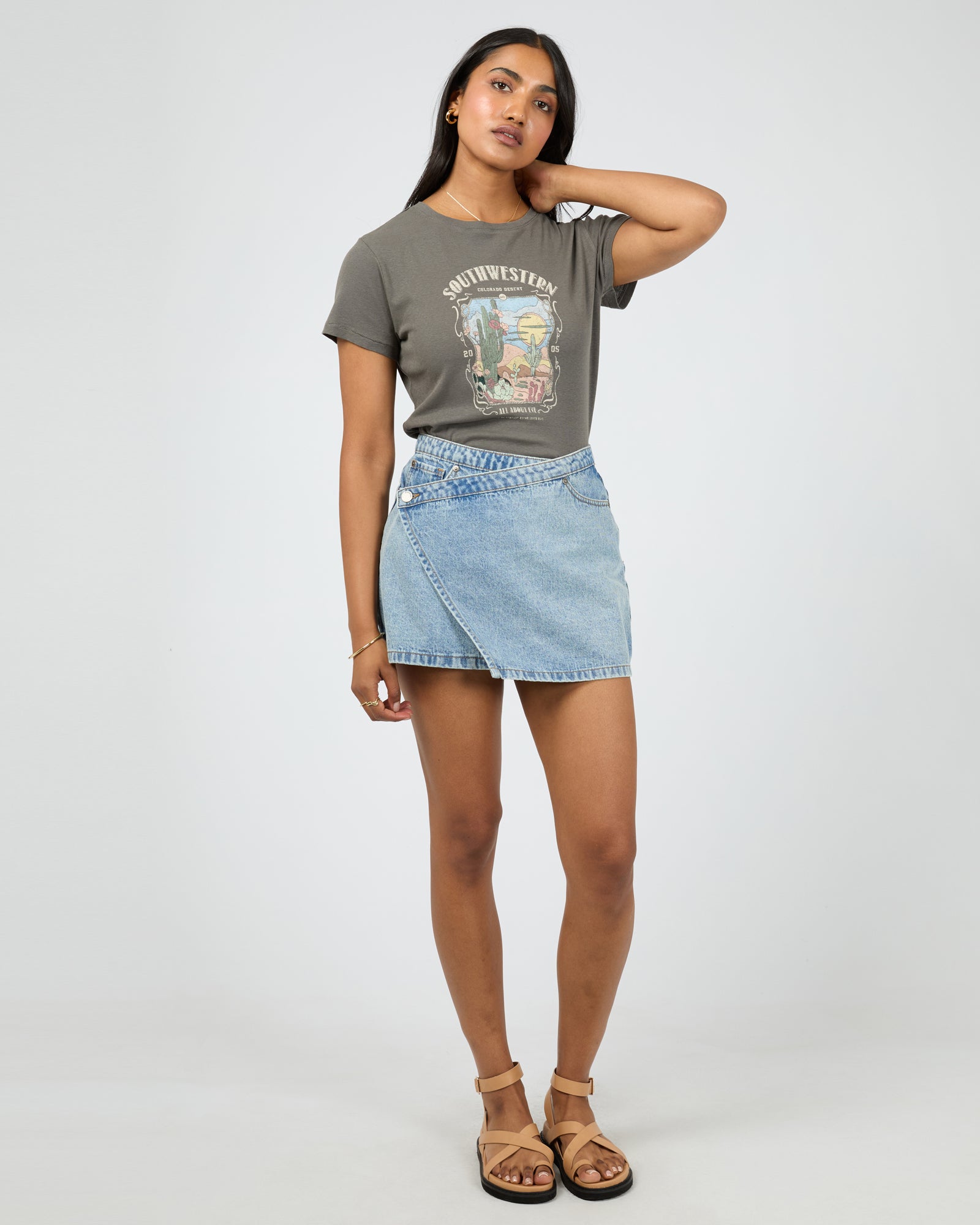 South Western Baby Tee / Charcoal | All About Eve All About Eve