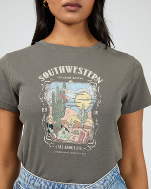 South Western Baby Tee / Charcoal | All About Eve All About Eve
