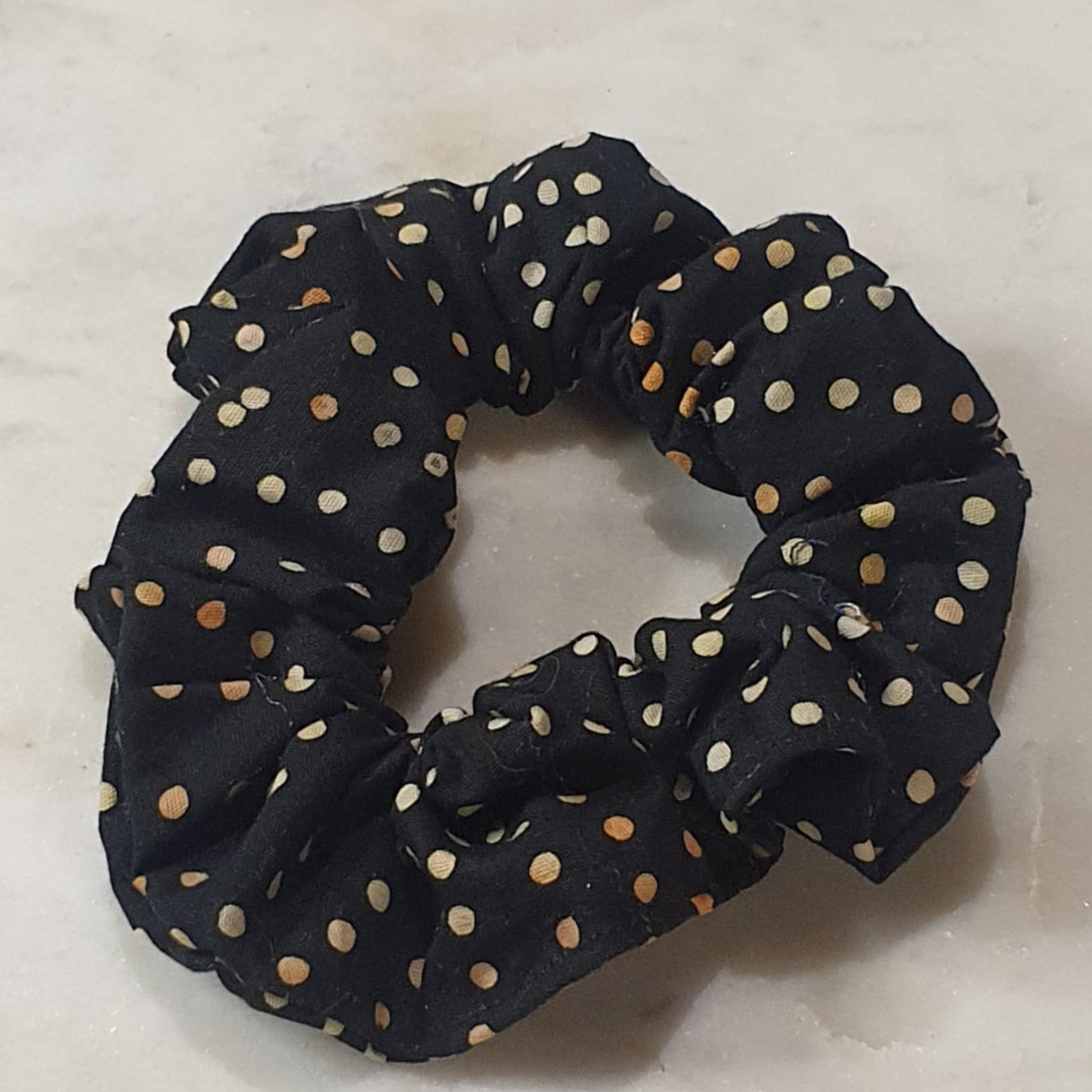 Scrunchie - Black w/ Gold Spots Kode Boutique