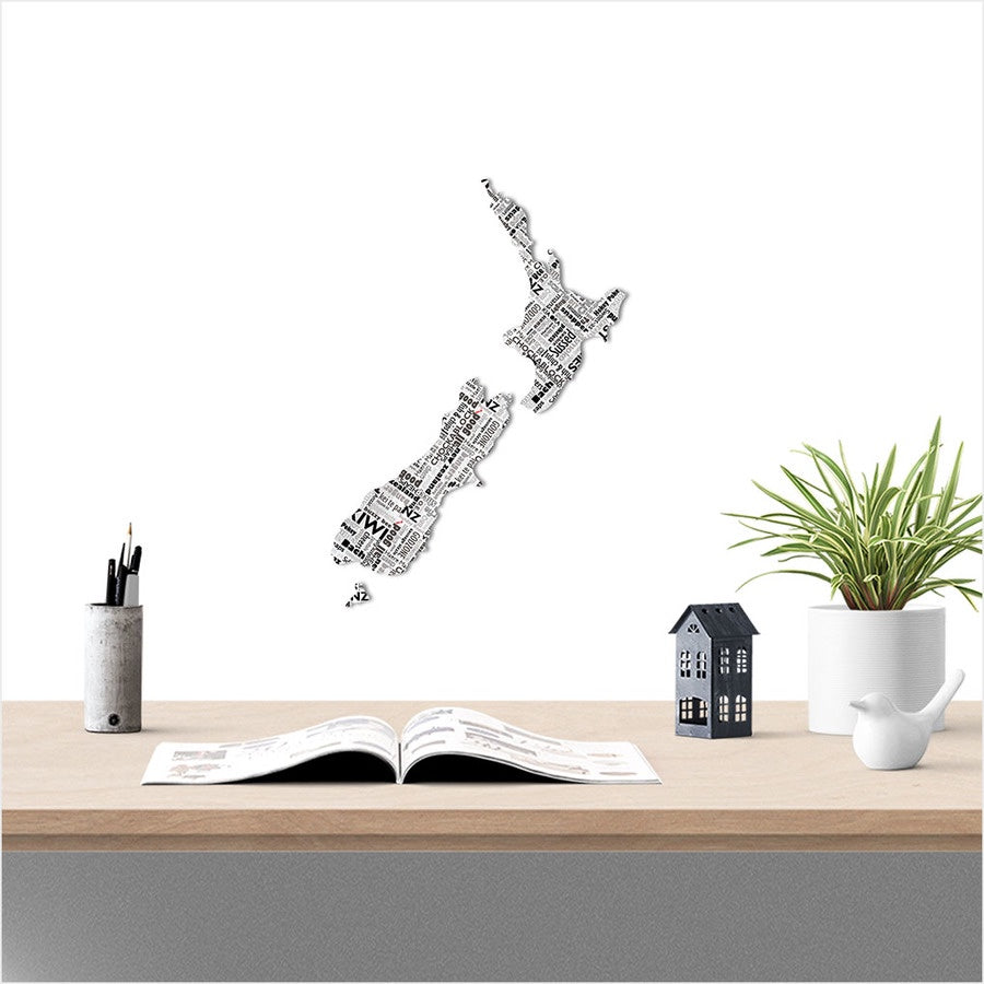 NZ Map - Patterned Newspaper | Small Crystal Ashley