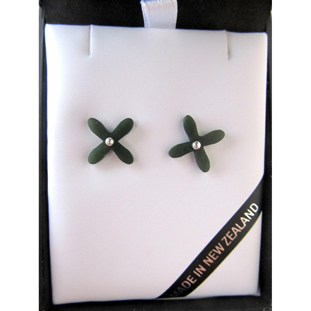 Mana NZ Greenstone Tapa stud earrings Not specified