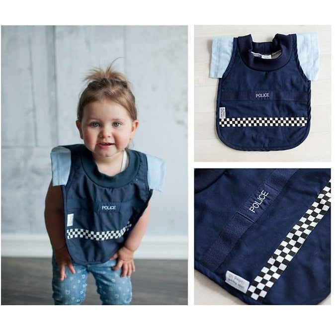Police Bib w/ light blue sleeves Little Poppet Clothing