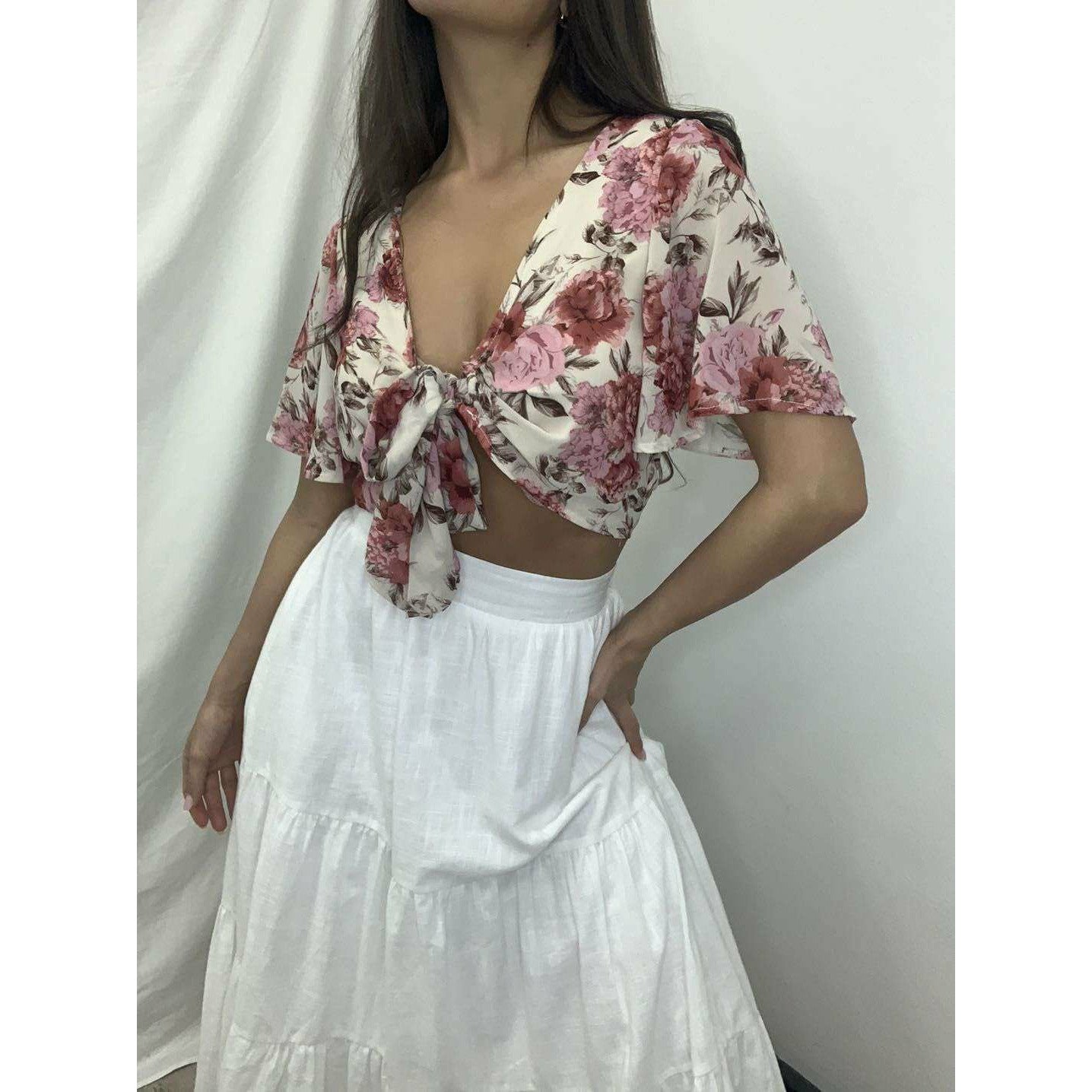 Kelli Tie Top - Pink Floral Not specified