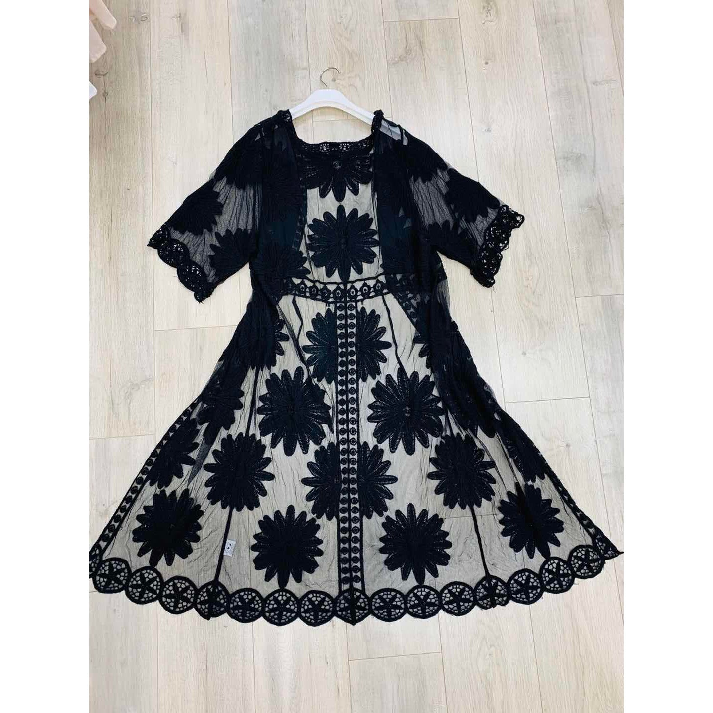 Jackson Bay Long Cardigan - Black Lost in Lunar