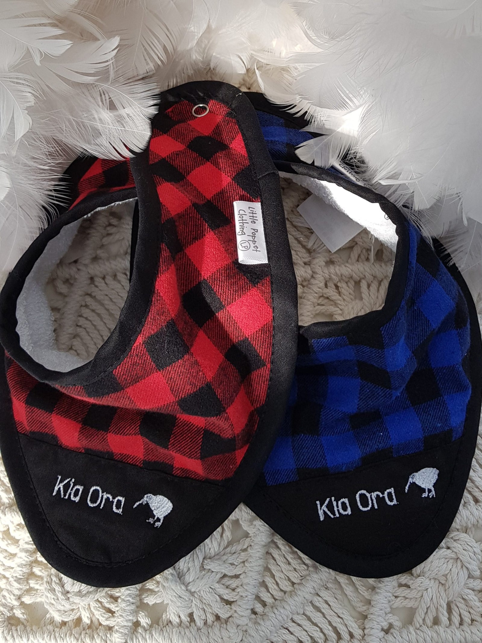 Bush Shirt Dribble Bib | Red - Kia Ora Little Poppet Clothing