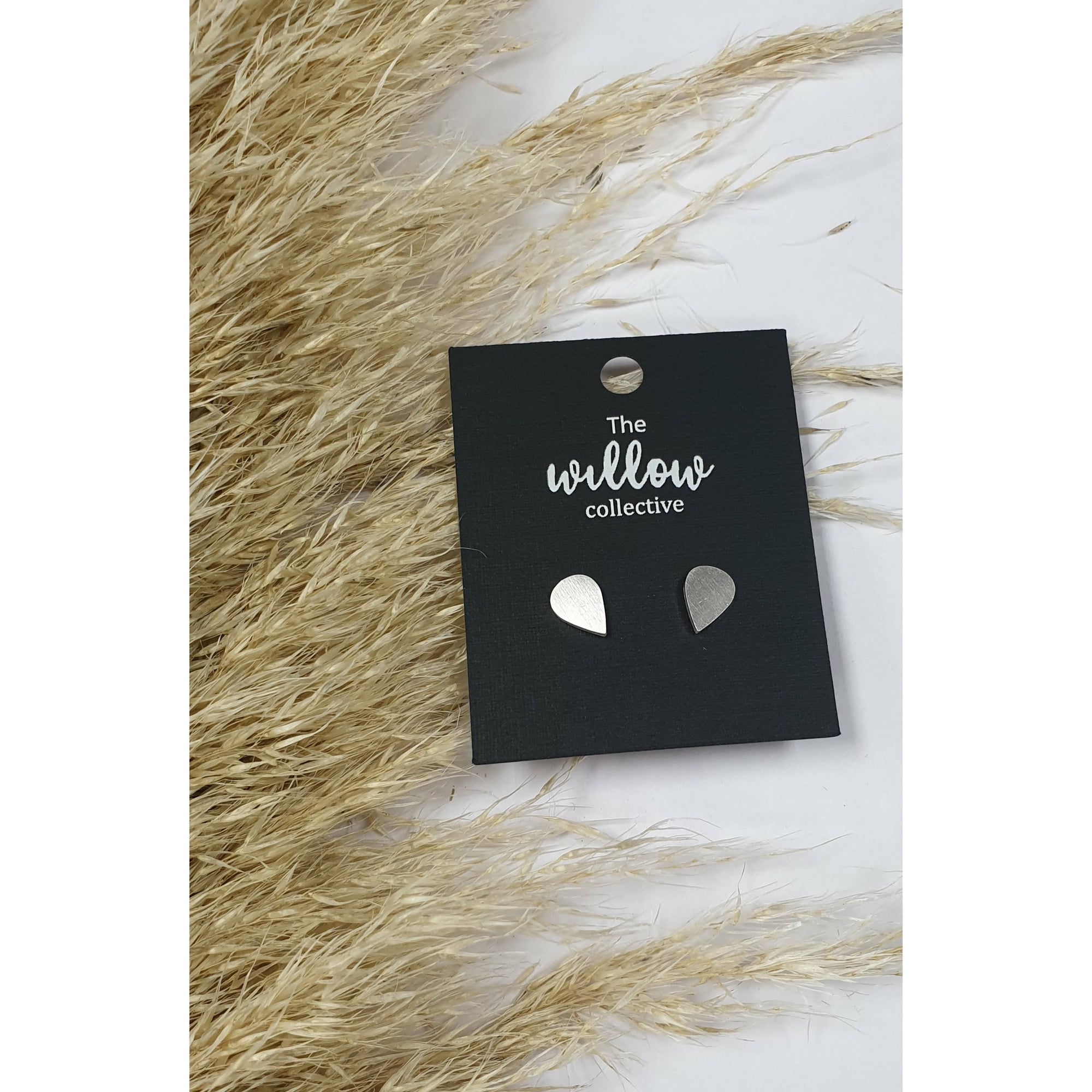 The Willow Collective - Brushed Tear Drop Stud Earrings The Willow Collective