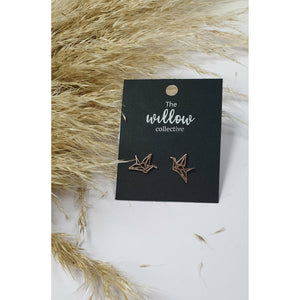 The Willow Collective - Geometric Crane Stud Earrings The Willow Collective