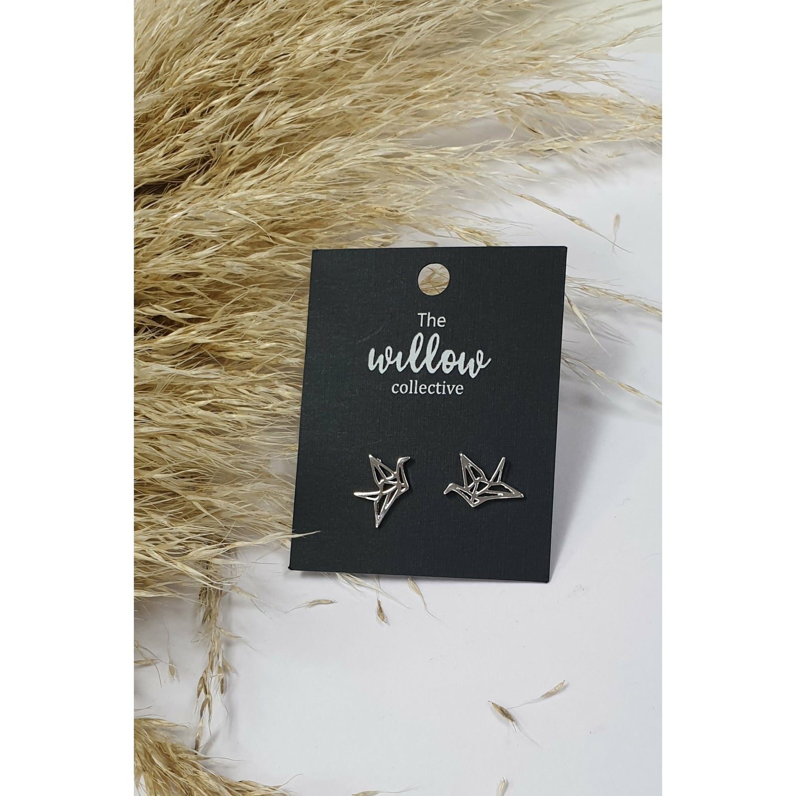 The Willow Collective - Geometric Crane Stud Earrings The Willow Collective