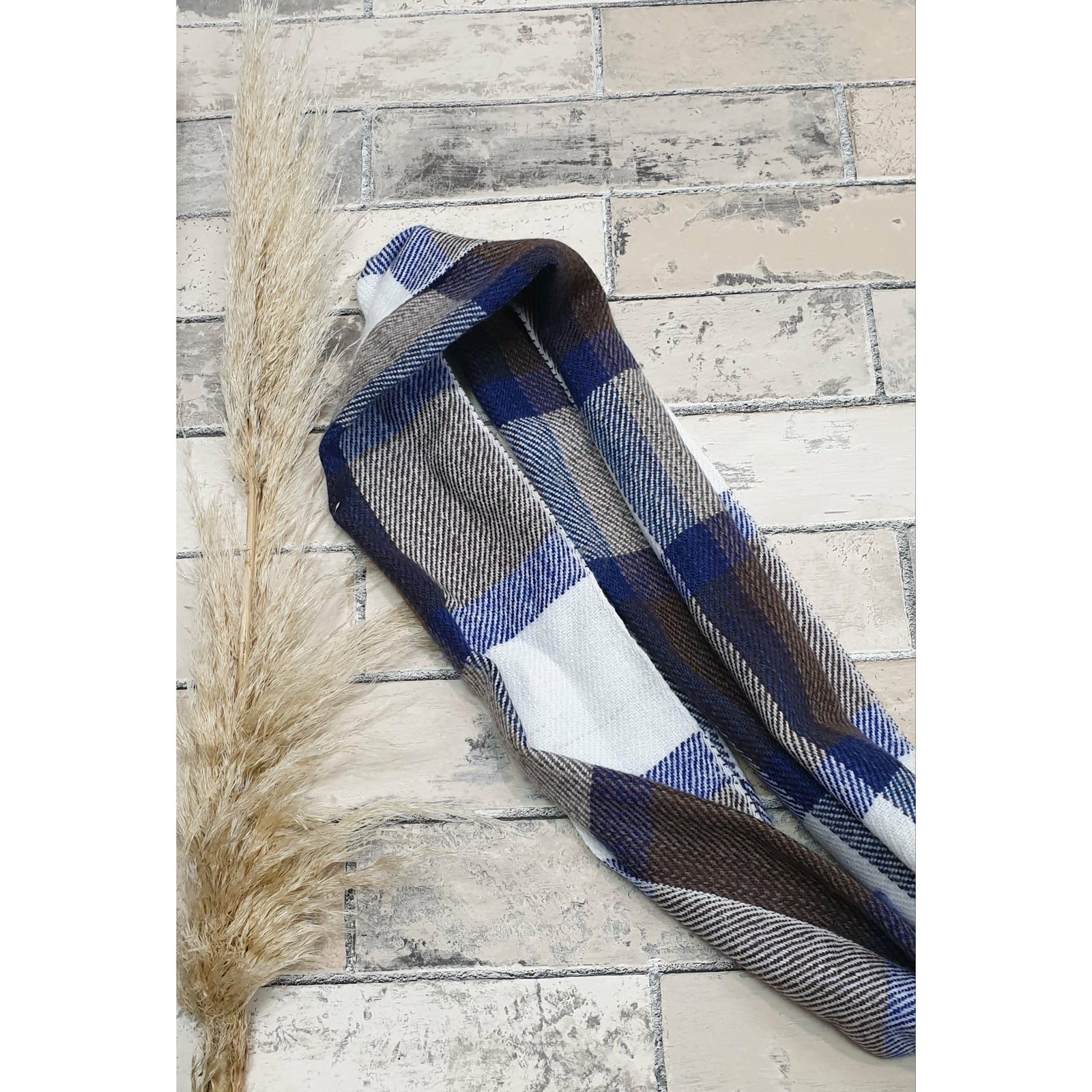 SCARF TARTEN BROWN/BLUE Not specified