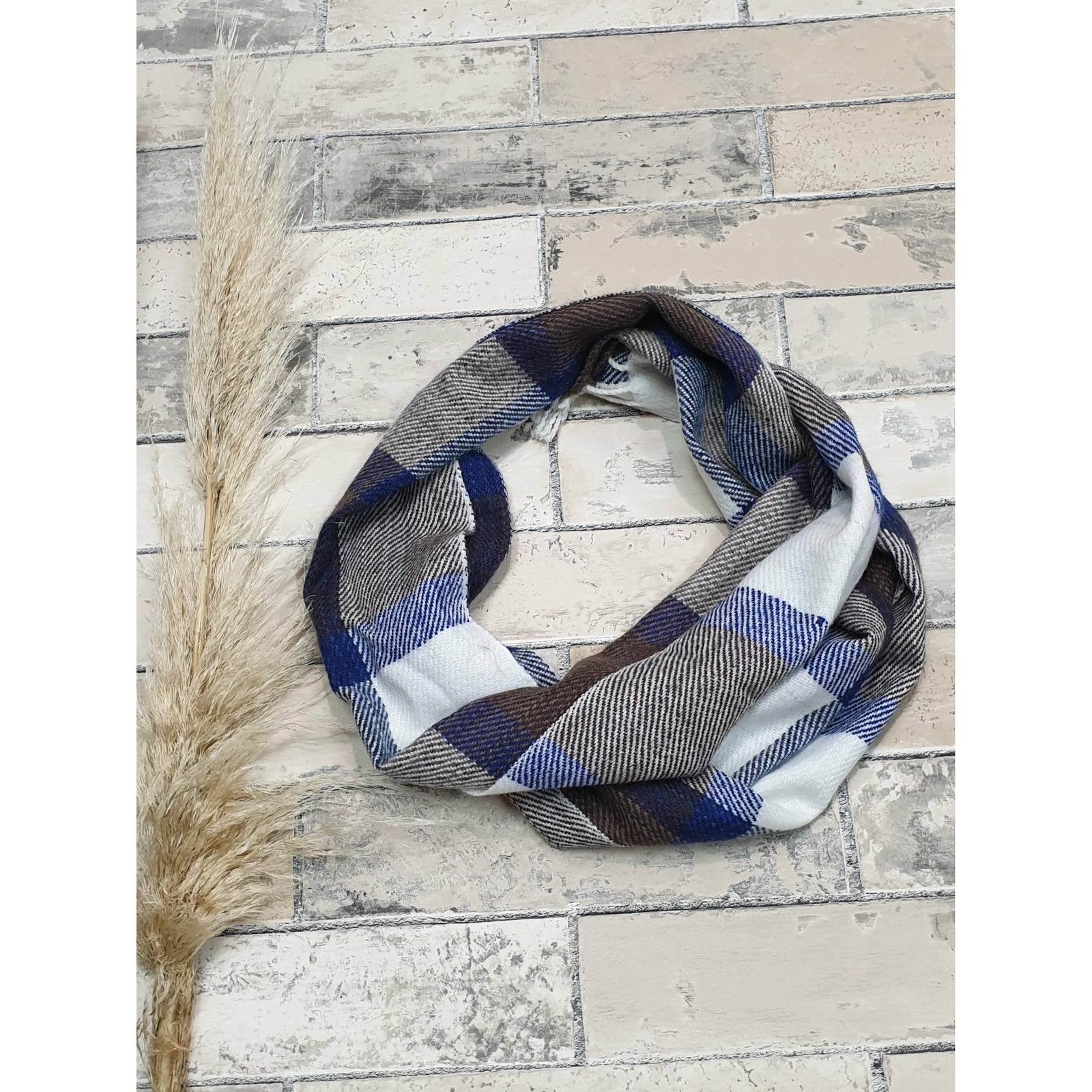 SCARF TARTEN BROWN/BLUE Not specified