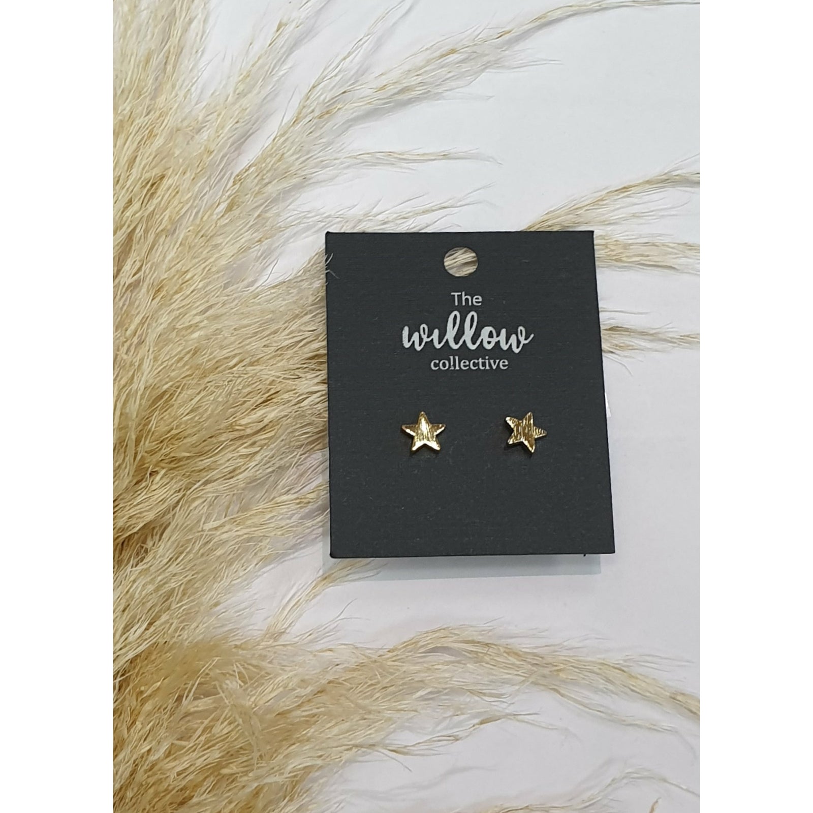 The Willow Collective - Brushed Stars Stud Earrings The Willow Collective