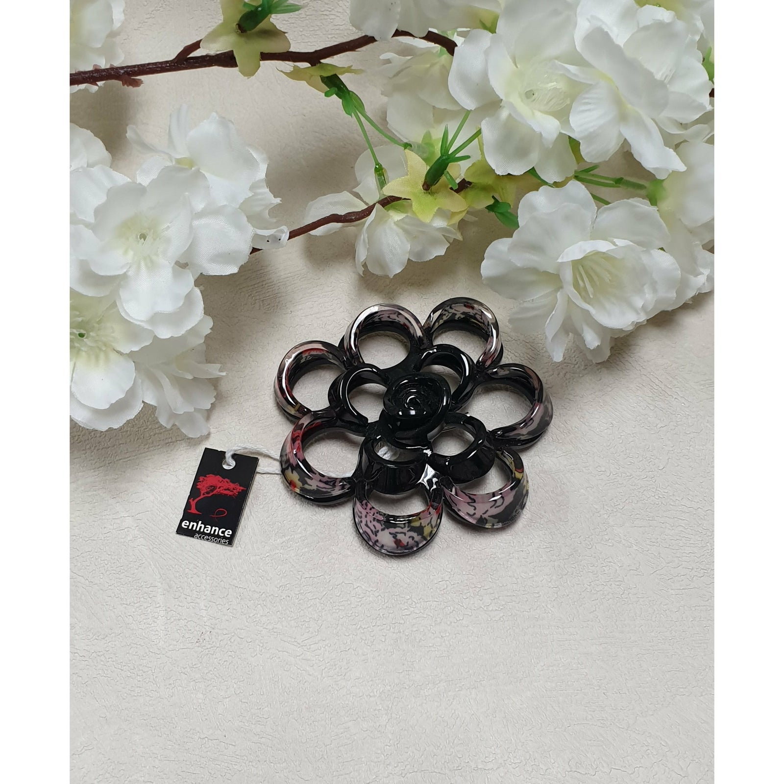 Dahlia Brooch - Black Enhance