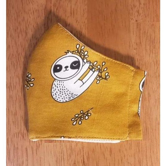 Face Masks - 100% Cotton - Sloth . Kode Kids