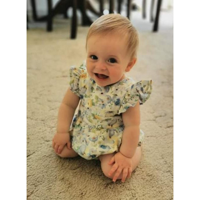 Polly Romper - Blue / Yellow Florals Kode Kids