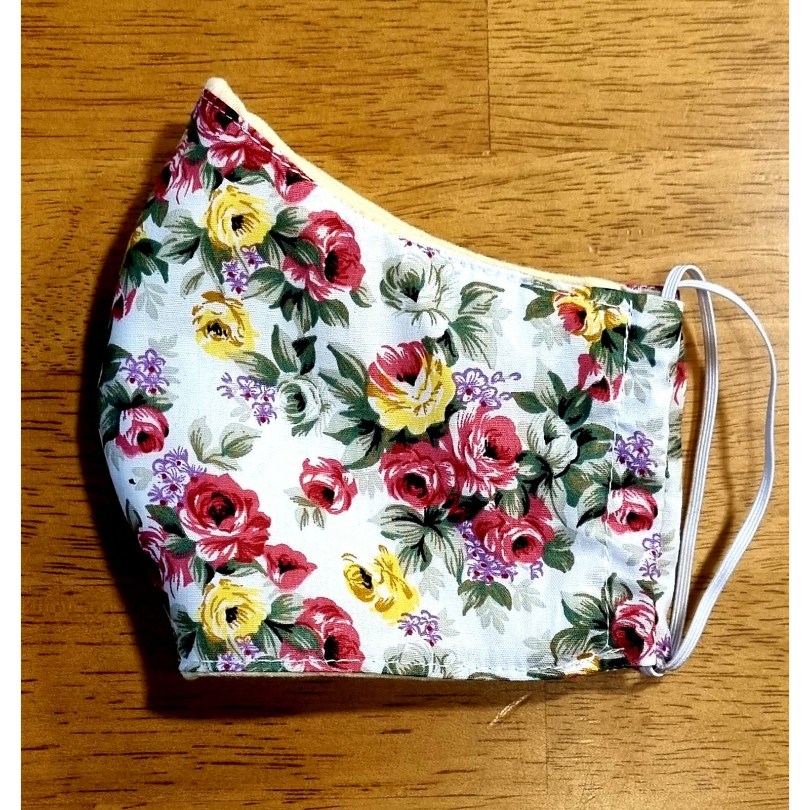 Face Masks 100% Cotton - White w/ Roses Kode Kids