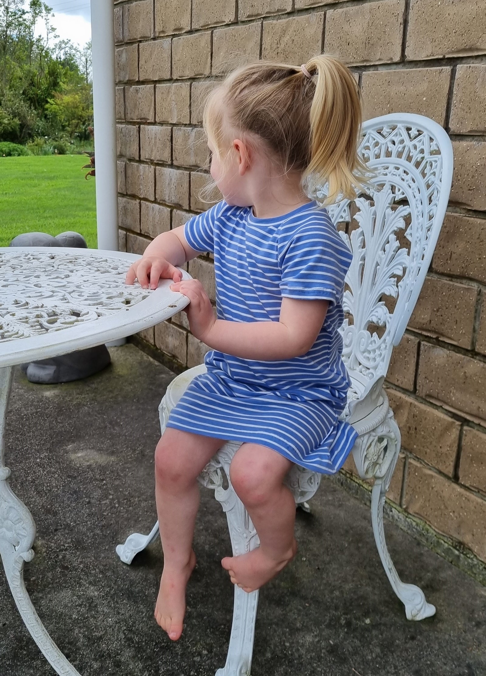 Millie T-Shirt Dress | Blue & White Stripe Kode Kids