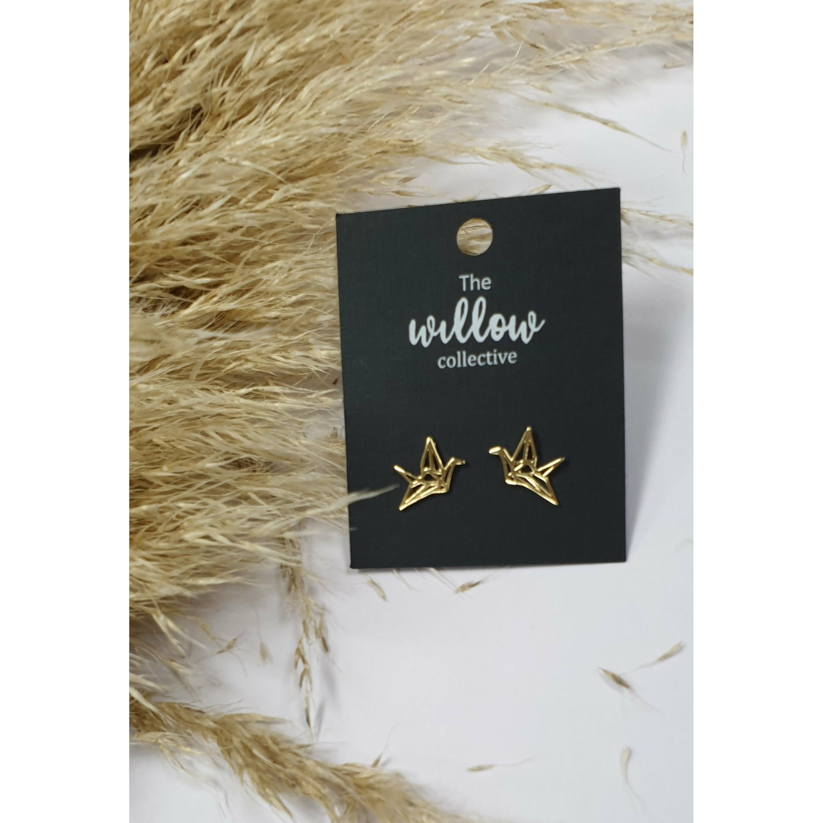 The Willow Collective - Geometric Crane Stud Earrings The Willow Collective