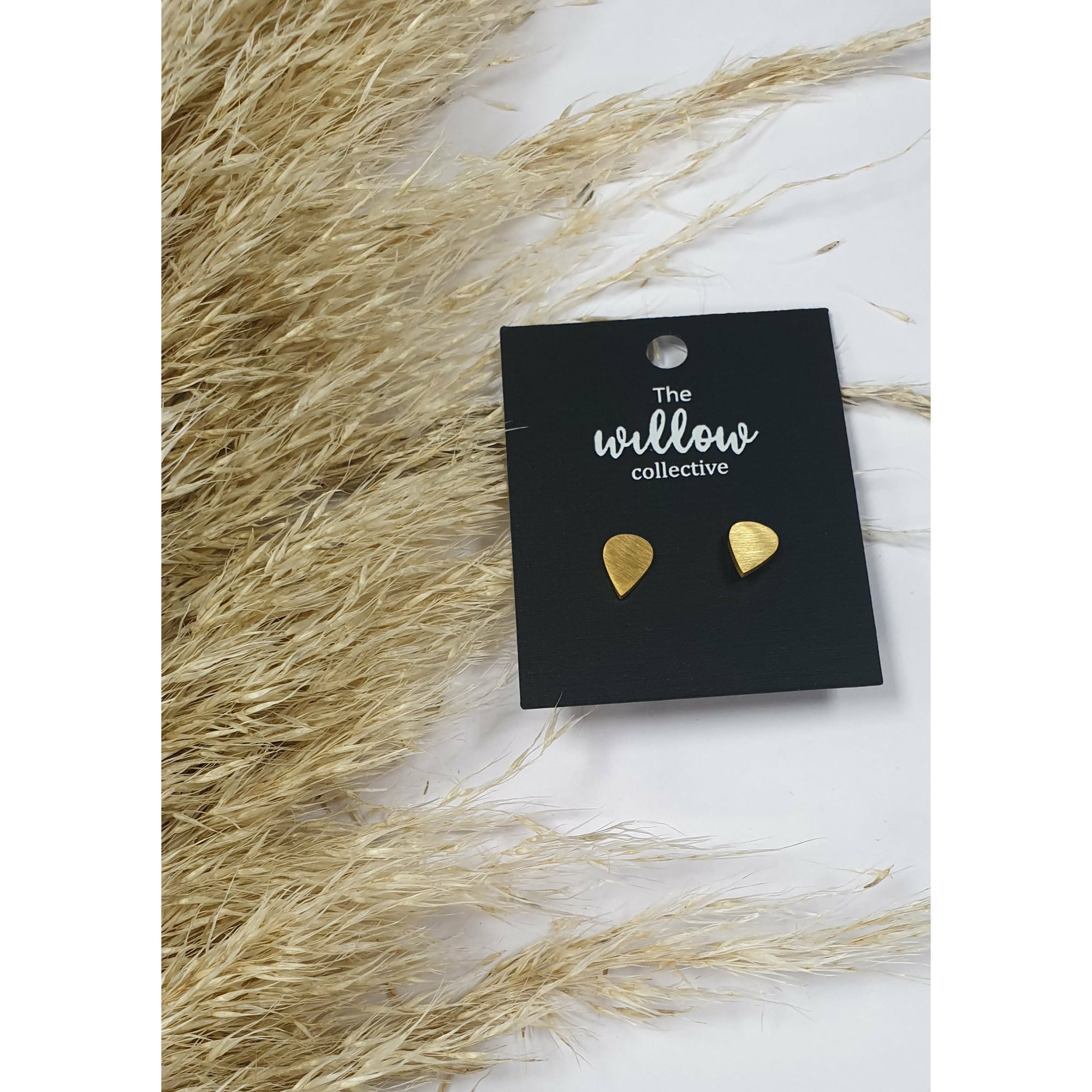 The Willow Collective - Brushed Tear Drop Stud Earrings The Willow Collective