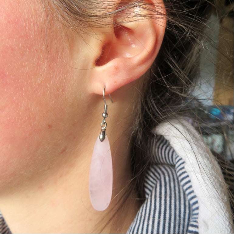 Rose Quartz Long Earrings Not specified