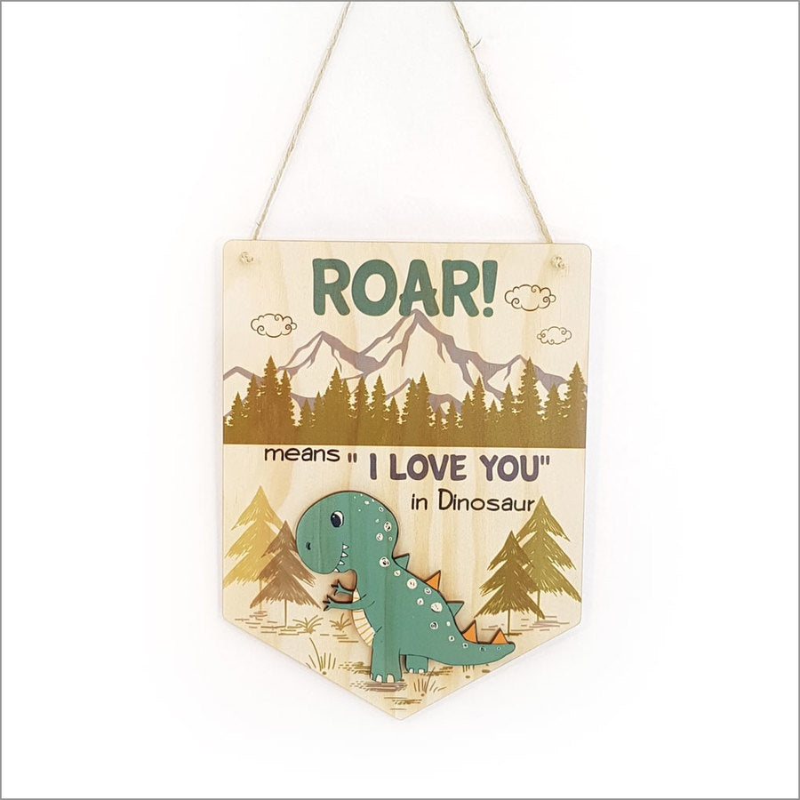 Pine Flag Wall Art - Dinosaur Roar Crystal Ashley