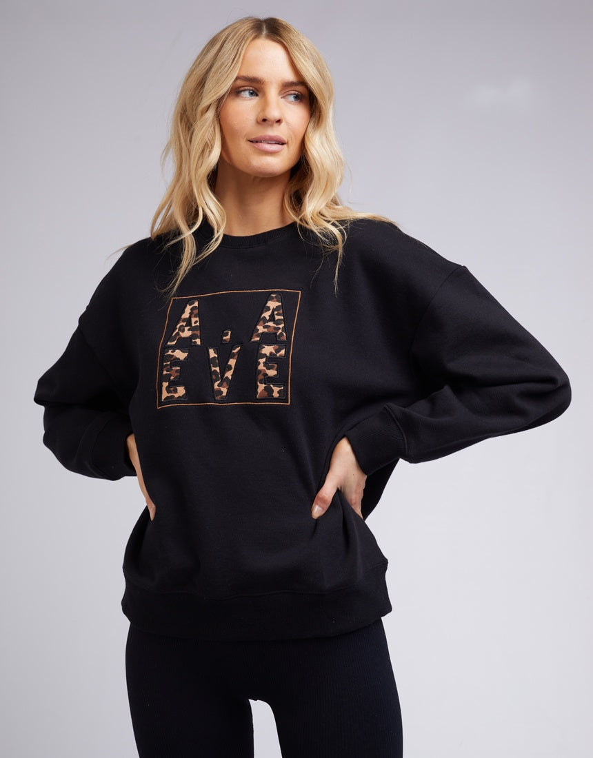 Huxley Leopard Crew - Black | All About Eve All About Eve