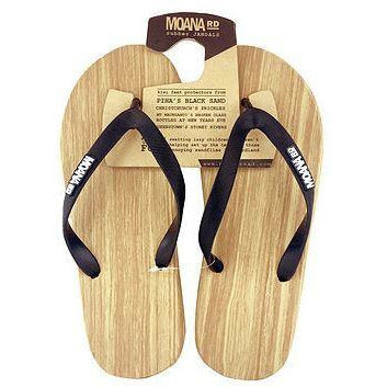 Wooden Look Rubber Jandal - Black Moana Road