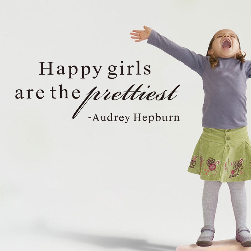 Happy Girls are Prettiest Wall Decal - Brown Not specified