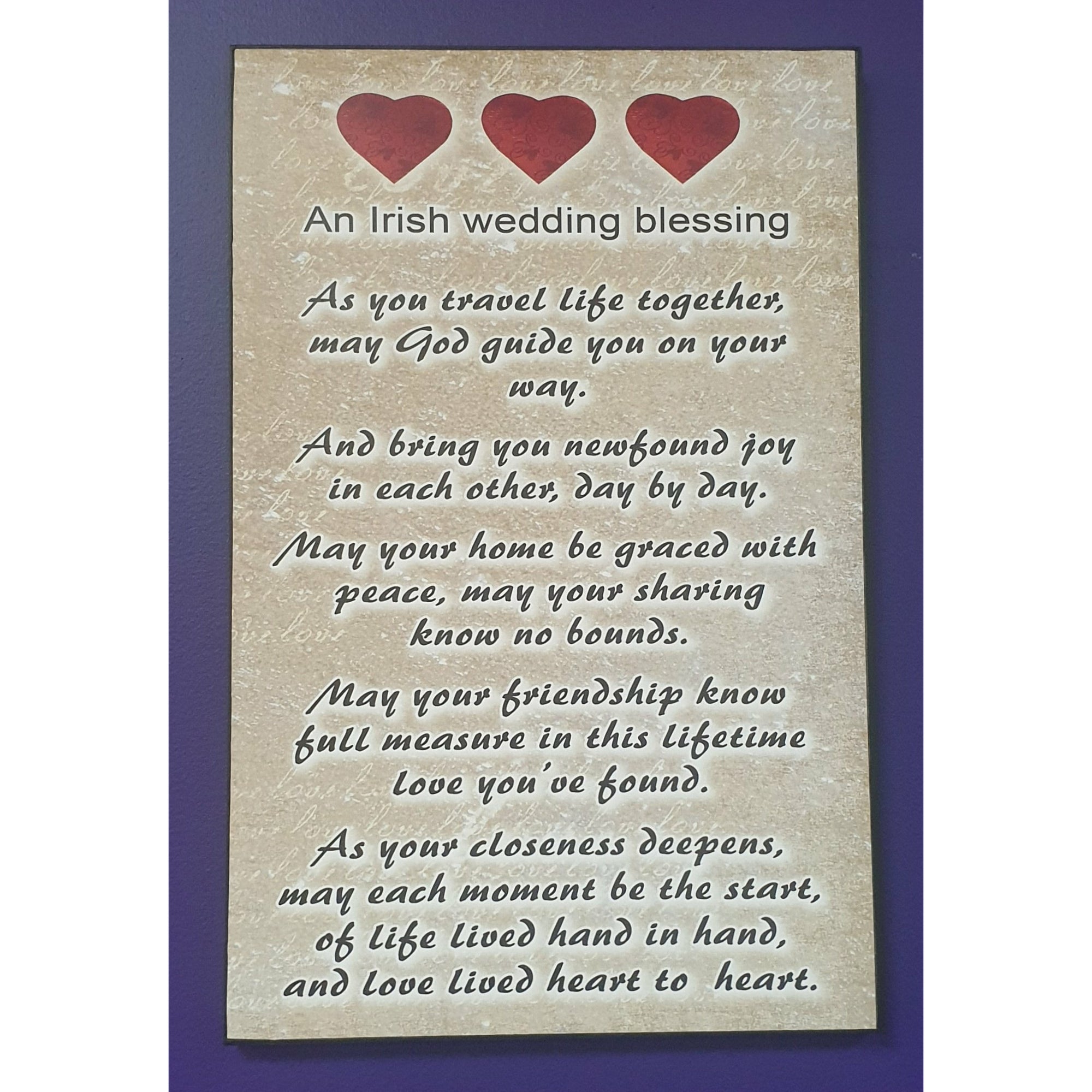 An Irish Wedding Blessing 40x26cm Not specified