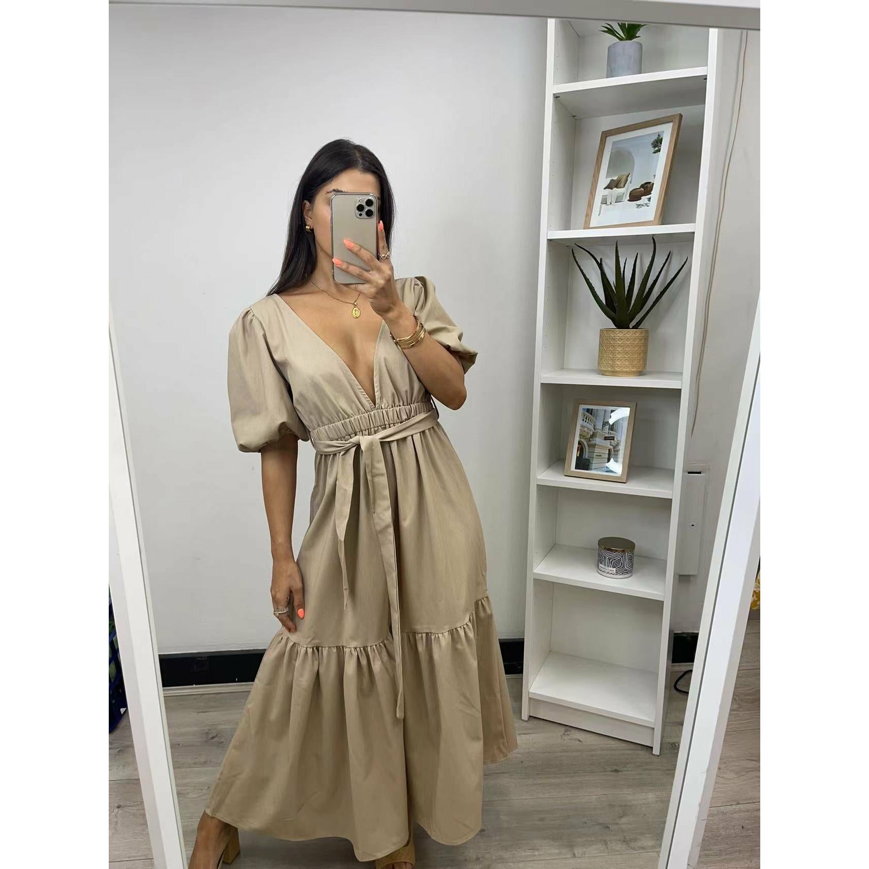 Samiha Dress | Beige Not specified