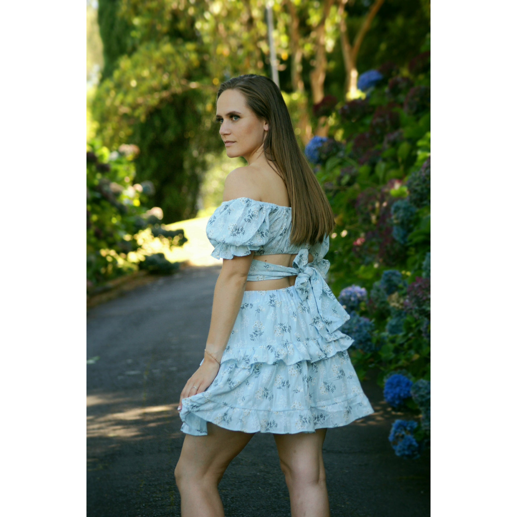 Miller Skirt - Light Blue Floral Not specified
